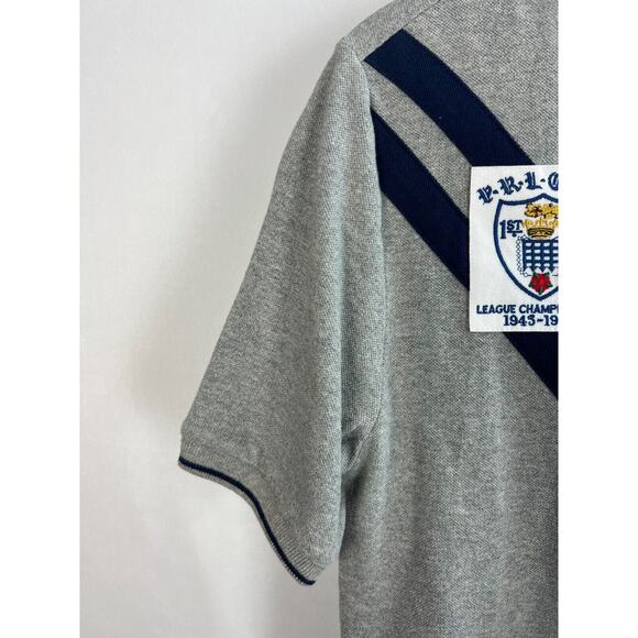 Polo Ralph Lauren Shirt Boys L Gray Blue Red Big Pony 2 Stripes - Picture 3 of 7